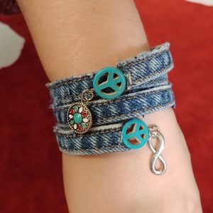 Recycled Denim Boho Bracelet